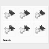 Hand Silhouette Dog Vierkante Sticker (Vel)