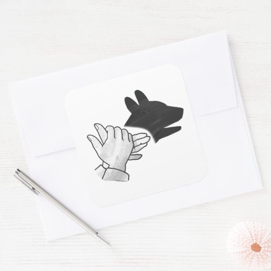 Hand Silhouette Dog Vierkante Sticker (Envelop)