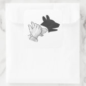 Hand Silhouette Dog Vierkante Sticker (Tas)
