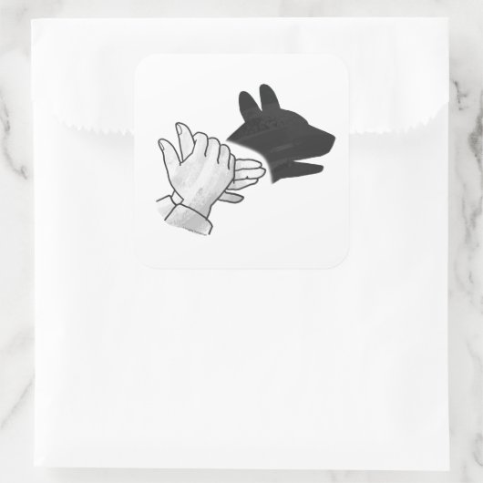 Hand Silhouette Dog Vierkante Sticker (Tas)