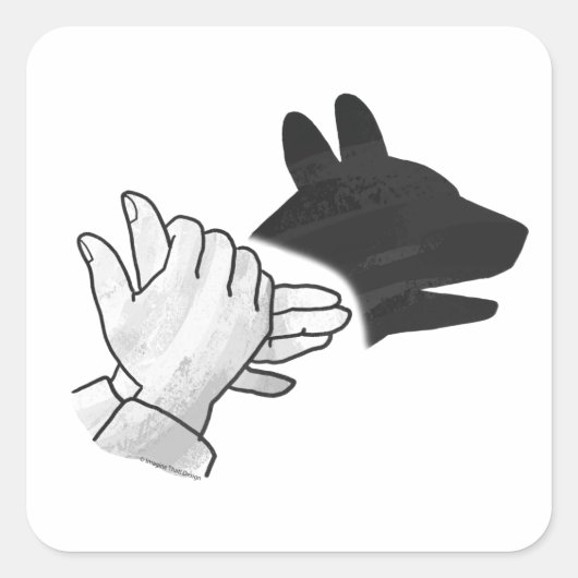 Hand Silhouette Dog Vierkante Sticker (Voorkant)