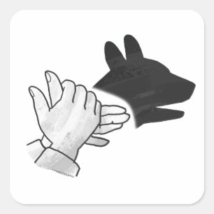 Hand Silhouette Dog Vierkante Sticker