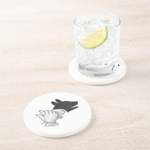 Hand Silhouette Dog Zandsteen Onderzetter