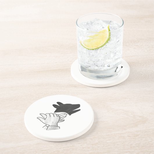 Hand Silhouette Dog Zandsteen Onderzetter (Zijkant)