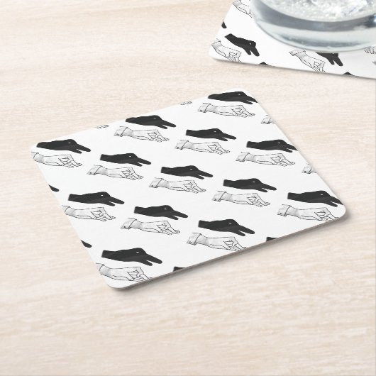 Hand Silhouette Duck Kartonnen Onderzetters (Schuin)