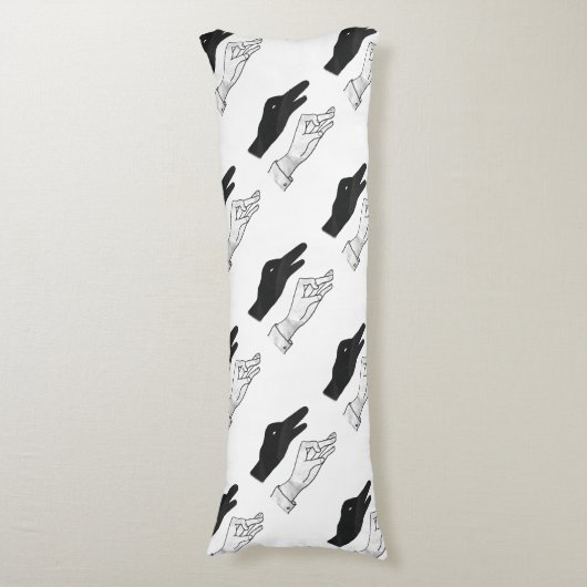 Hand Silhouette Duck Lichaamskussen (Voorkant Verticaal)