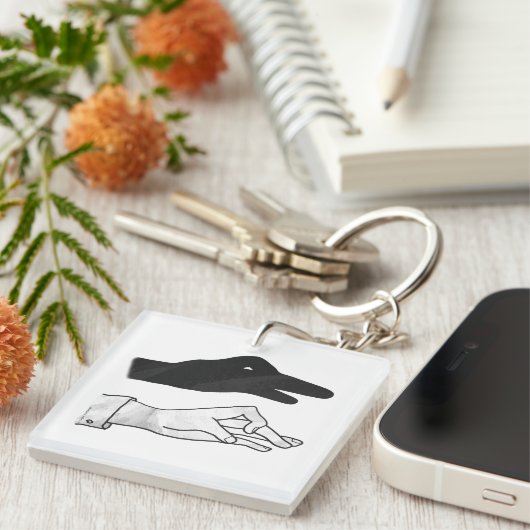 Hand Silhouette Duck Sleutelhanger (Voorkant Rechts)