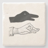 Hand Silhouette Duck Stenen Onderzetter (Voorkant)