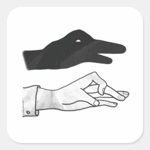Hand Silhouette Duck Vierkante Sticker