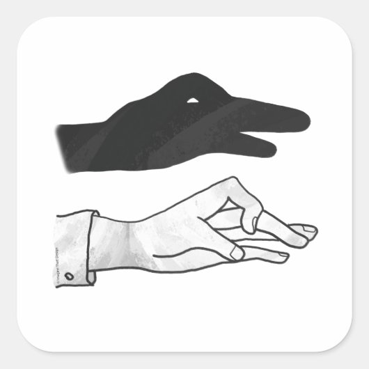 Hand Silhouette Duck Vierkante Sticker (Voorkant)