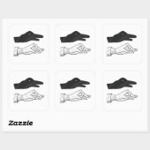 Hand Silhouette Duck Vierkante Sticker (Vel)