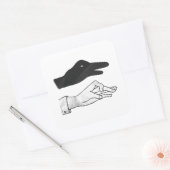 Hand Silhouette Duck Vierkante Sticker (Envelop)