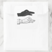 Hand Silhouette Duck Vierkante Sticker (Tas)