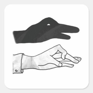 Hand Silhouette Duck Vierkante Sticker