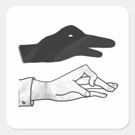 Hand Silhouette Duck Vierkante Sticker (Voorkant)