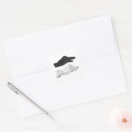 Hand Silhouette Duck Vierkante Sticker (Envelop)