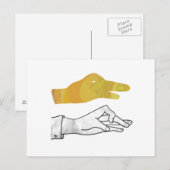 Hand Silhouette Duck Yellow Briefkaart (Voorkant / Achterkant)
