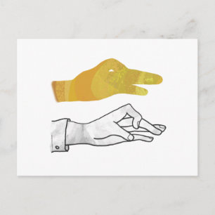 Hand Silhouette Duck Yellow Briefkaart