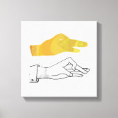 Hand Silhouette Duck Yellow Canvas Afdruk (Voorkant)