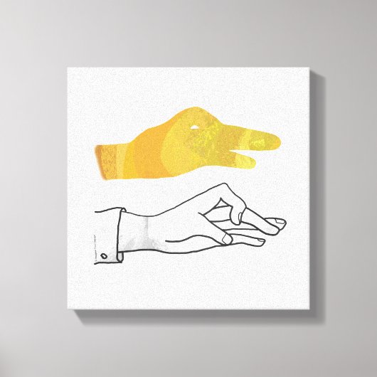 Hand Silhouette Duck Yellow Canvas Afdruk (Voorkant)