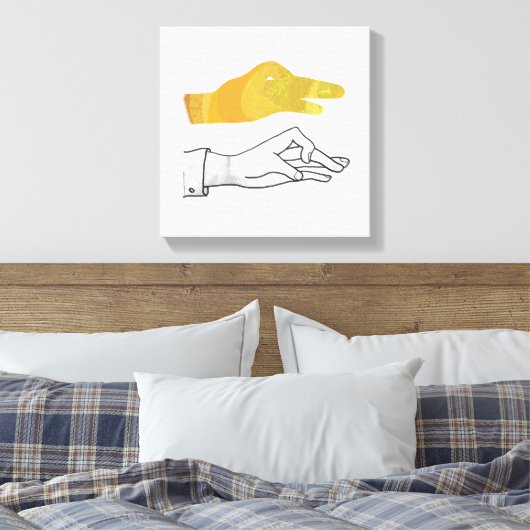 Hand Silhouette Duck Yellow Canvas Afdruk (Insitu (Slaapkamer))