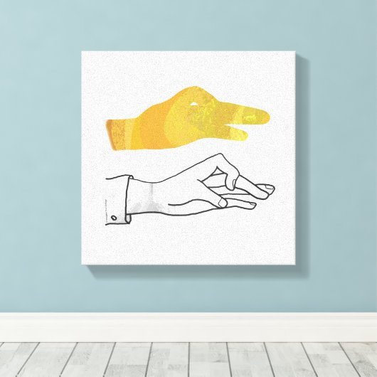 Hand Silhouette Duck Yellow Canvas Afdruk (Insitu (Houten vloer))