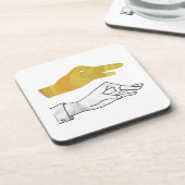 Hand Silhouette Duck Yellow Onderzetter (Linkerzijde)