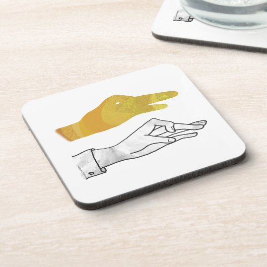 Hand Silhouette Duck Yellow Onderzetter (Linkerzijde)