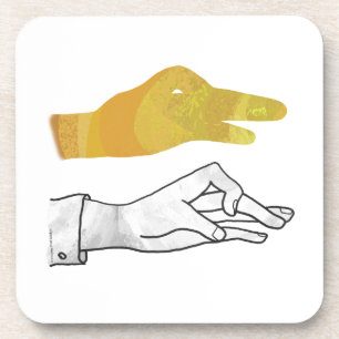 Hand Silhouette Duck Yellow Onderzetter