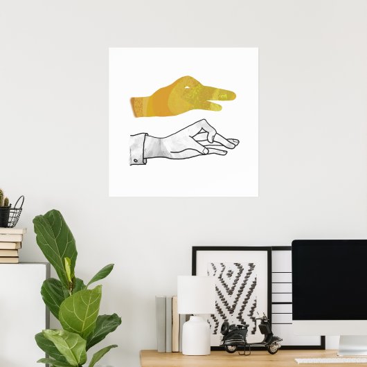 Hand Silhouette Duck Yellow Poster (Thuiskantoor)
