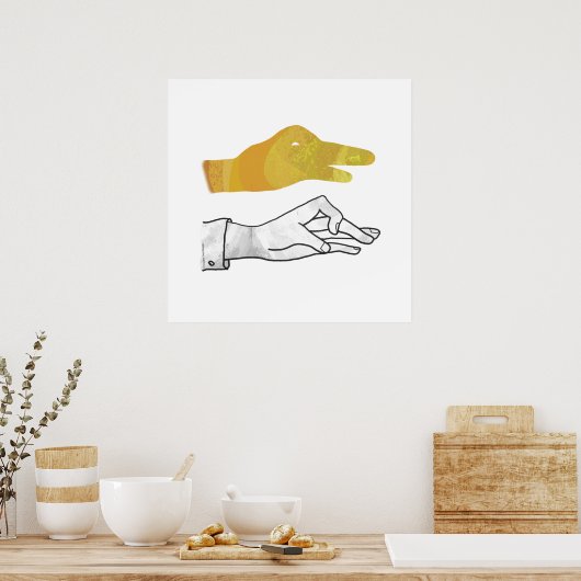 Hand Silhouette Duck Yellow Poster (Keuken)