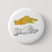 Hand Silhouette Duck Yellow Ronde Button 5,7 Cm (Voorkant)