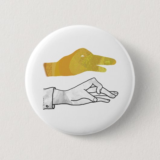Hand Silhouette Duck Yellow Ronde Button 5,7 Cm (Voorkant)
