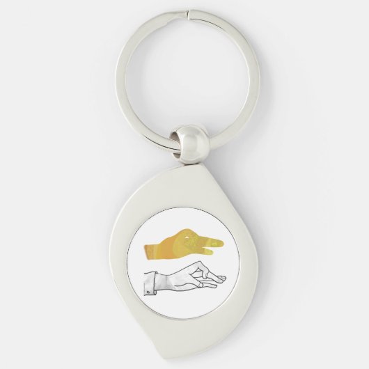 Hand Silhouette Duck Yellow Sleutelhanger (Voorkant)