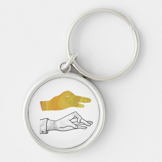 Hand Silhouette Duck Yellow Sleutelhanger (Voorkant)