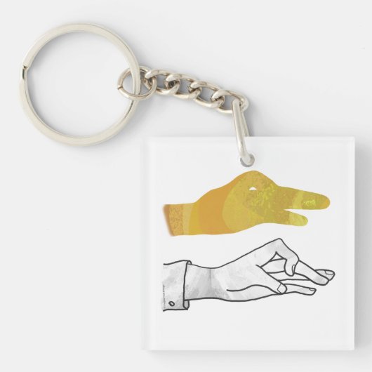 Hand Silhouette Duck Yellow Sleutelhanger (voorkant)