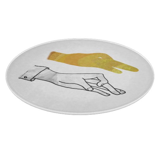 Hand Silhouette Duck Yellow Snijplank (Hoek)