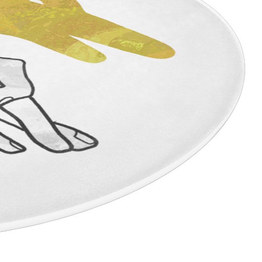 Hand Silhouette Duck Yellow Snijplank (Hoek)