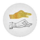 Hand Silhouette Duck Yellow Snijplank (Voorkant)