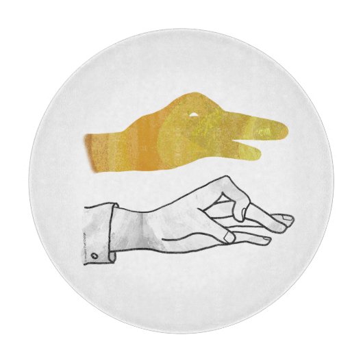 Hand Silhouette Duck Yellow Snijplank (Voorkant)