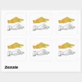 Hand Silhouette Duck Yellow Vierkante Sticker (Vel)