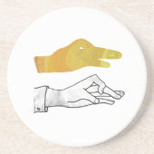 Hand Silhouette Duck Yellow Zandsteen Onderzetter (Voorkant)