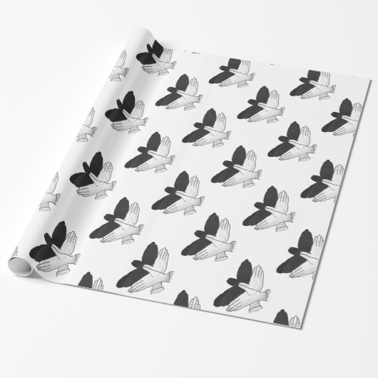 Hand Silhouette Eagle Cadeaupapier (Uitgerold)