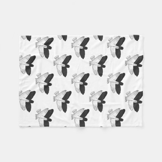 Hand Silhouette Eagle Fleece Deken (Voorkant (Horizontaal))