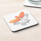 Hand Silhouette Eagle Sinaasappel Bier Onderzetter (Linkerzijde)