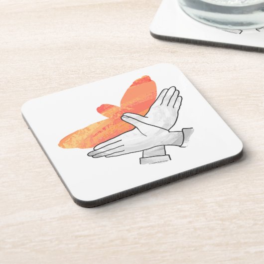 Hand Silhouette Eagle Sinaasappel Bier Onderzetter (Linkerzijde)