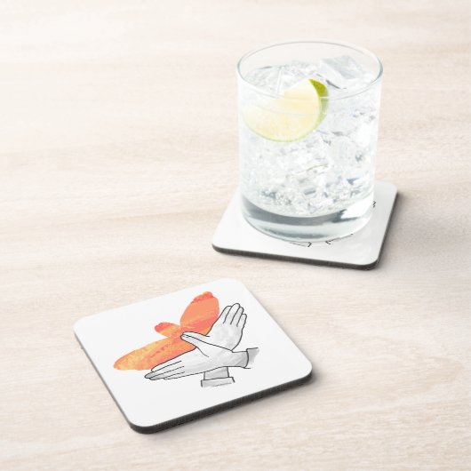 Hand Silhouette Eagle Sinaasappel Bier Onderzetter (Rechterzijde)