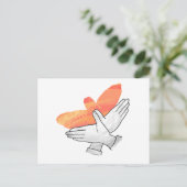 Hand Silhouette Eagle Sinaasappel Briefkaart (Staand voorkant)