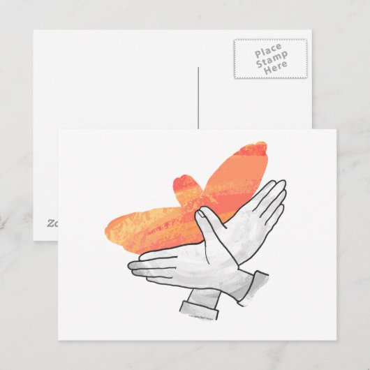 Hand Silhouette Eagle Sinaasappel Briefkaart (Voorkant / Achterkant)