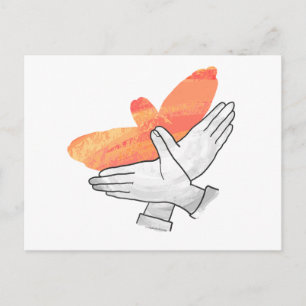 Hand Silhouette Eagle Sinaasappel Briefkaart